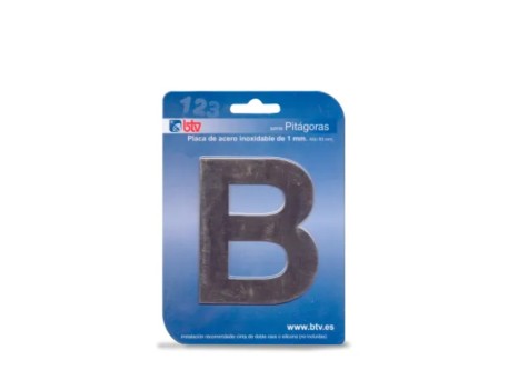PLACA LETRA B ACERO INOXIDABLE 85MM BTV