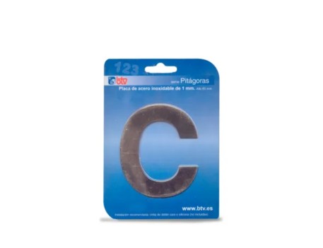 PLACA LETRA C ACERO INOXIDABLE 85MM BTV