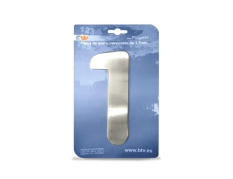 PLACA NÚMERO 1 ACERO INOXIDABLE 15.5CM BTV