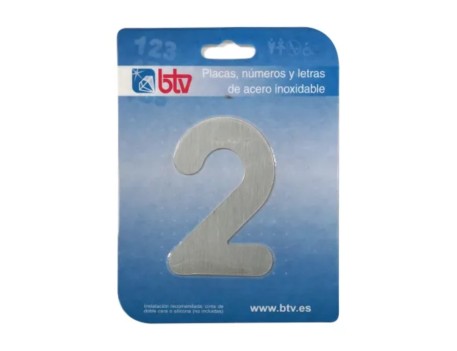 PLACA NÚMERO 2 ACERO INOXIDABLE 15.5CM BTV