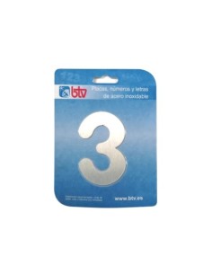 PLACA NÚMERO 3 ACERO INOXIDABLE 15.5CM BTV