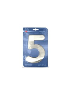 PLACA NÚMERO 5 ACERO INOXIDABLE 15,5CM BTV