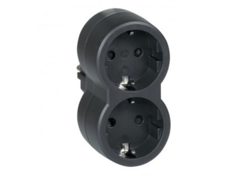 ADAPTADOR FRONTAL 2 TOMAS 2P+T NEGRO LEGRAND