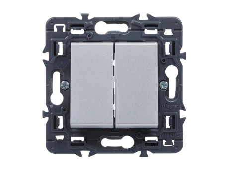 DOBLE CONMUTADOR EMPOTRAR ALUMINIO VALENA NEXT