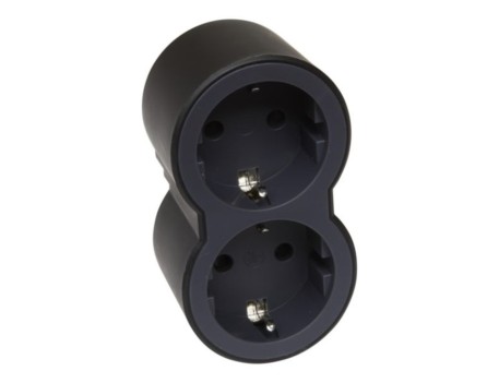 ADAPTADOR DOBLE 2X2P+T 16A FRONTAL NEGRO LEGRAND