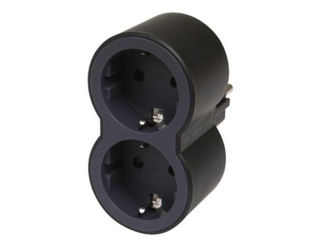 ADAPTADOR DOBLE 2X2P+T 16A FRONTAL NEGRO LEGRAND