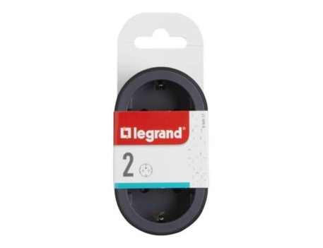 ADAPTADOR DOBLE 2X2P+T 16A FRONTAL NEGRO LEGRAND