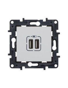 CARGADOR DOBLE USB BLANCO PARA MECANISMOS