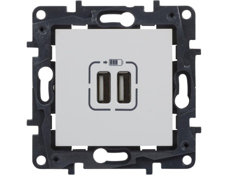 CARGADOR DOBLE USB BLANCO PARA MECANISMOS