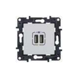 CARGADOR DOBLE USB BLANCO PARA MECANISMOS
