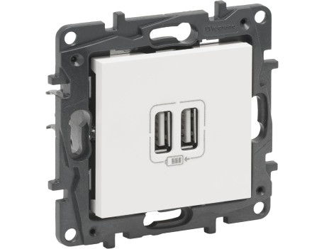 CARGADOR DOBLE USB BLANCO PARA MECANISMOS