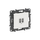 CARGADOR DOBLE USB BLANCO PARA MECANISMOS