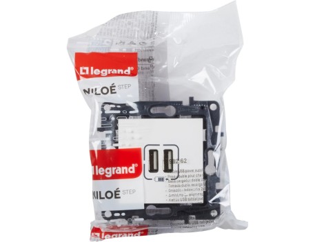 CARGADOR DOBLE USB BLANCO PARA MECANISMOS