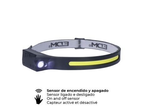 LINTERNA FRONTAL CON SENSOR COB 8W 280LM RECARGABLE