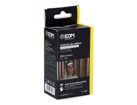 LINTERNA FRONTAL CON SENSOR COB 8W 280LM RECARGABLE