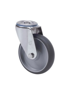 RUEDA GIRATORIA M12 INOX 100MM GOMA GRIS 180KG