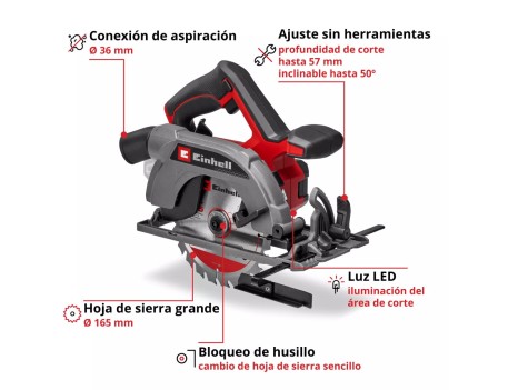 SIERRA CIRCULAR 18V 165MM BATERÍA SOLO EINHELL