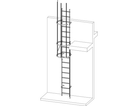 KIT ESCALERA FIJA GABBIA 4.58M CON AROS ALUMINIO