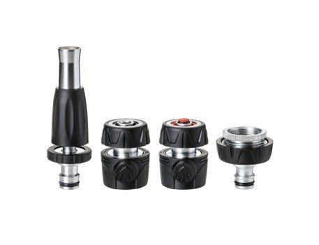 KIT RIEGO COMPLETO METAL SOFT 4 PIEZAS CON STOP