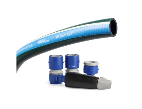 MANGUERA KIT HIGH LINE 5/8 15M REFORZADA PVC