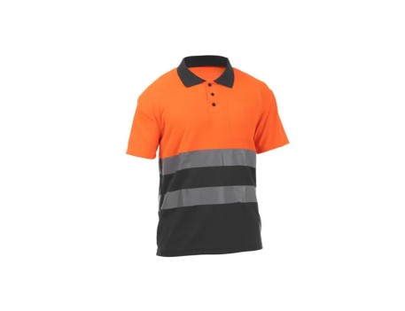 POLO MANGA CORTA ALTA VISIBILIDAD NARANJA/GRIS T-S