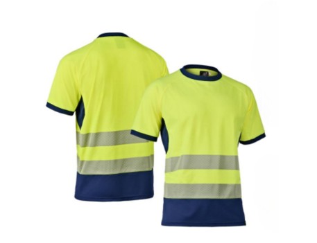 CAMISETA M/C ALTA VISIBILIDAD AMARILLO/MARINO BANDAS