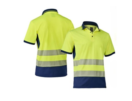 POLO M/C ALTA VISIBILIDAD AMARILLO/MARINO BANDAS