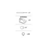 KIT BARRA CORTINA EXTENSIBLE 110-200CM PLATA AROS