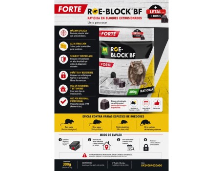 RATICIDA EN BLOQUE ROE-BLOCK FORTE 300G