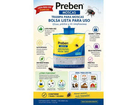 TRAMPA BOLSA PARA MOSCAS LISTA USO PREBEN
