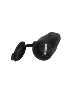BASE AÉREA ESTANCA CON TAPA GOMA 16A 250V NEGRO