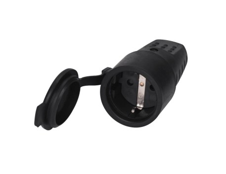 BASE AÉREA ESTANCA CON TAPA GOMA 16A 250V NEGRO