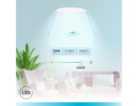 DOWNLIGHT LED EMPOTRABLE REDONDO 20W LUZ FRÍA