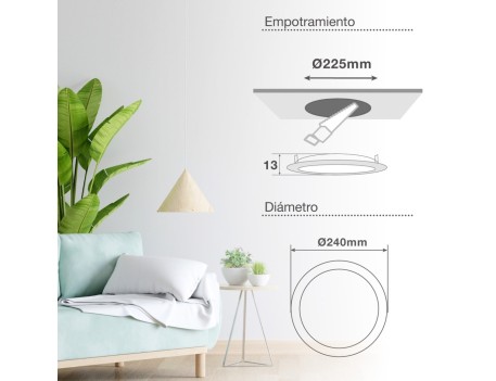 DOWNLIGHT LED EMPOTRABLE REDONDO 20W LUZ FRÍA