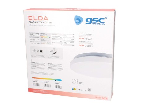 PLAFÓN LED TECHO ELDA 20W 6500K LUZ FRÍA BLANCO