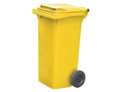 CONTENEDOR BASURA 120 LITROS CON RUEDAS AMARILLO