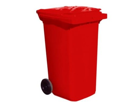 CONTENEDOR BASURA 120 LITROS CON RUEDAS ROJO