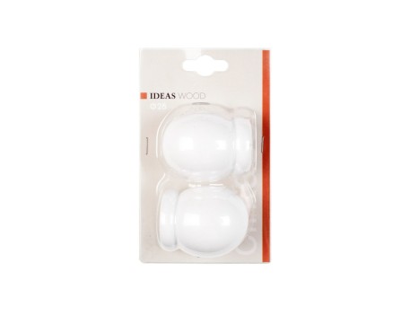 TERMINALES ESFERA BARRA CORTINA BLANCO IDEAS WOOD 2UD