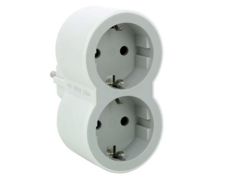 ADAPTADOR DOBLE 2X2P+T 16A FRONTAL BLANCO