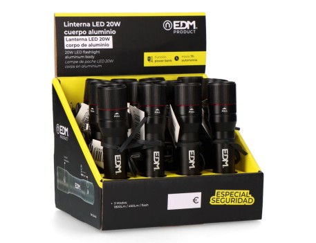LINTERNA LED RECARGABLE 20W 180LM POWERBANK EDM