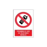 CARTEL PROHIBIDO USO MÓVILES PE A4 21X29CM