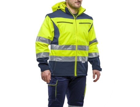 CAZADORA SOFTSHELL AV BICOLOR AMARILLO-MARINO