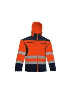 CAZADORA SOFTSHELL AV BICOLOR NARANJA-MARINO