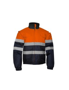 CAZADORA BOMBER AV BICOLOR NARANJA/MARINO
