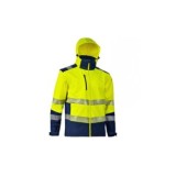 CAZADORA SOFTSHELL AV CON BANDAS AMARILLO-MARINO