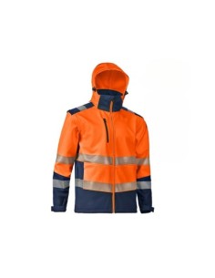 CAZADORA SOFTSHELL ALTA VISIBILIDAD CON BANDAS (NARANJA - MARINO)