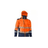 CAZADORA SOFTSHELL ALTA VISIBILIDAD CON BANDAS (NARANJA - MARINO)